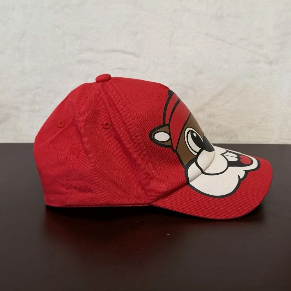 Buccee's Buc-ee's Beaver Full Face Youth Baseball Hat Cap Red NEW Elastic Strap